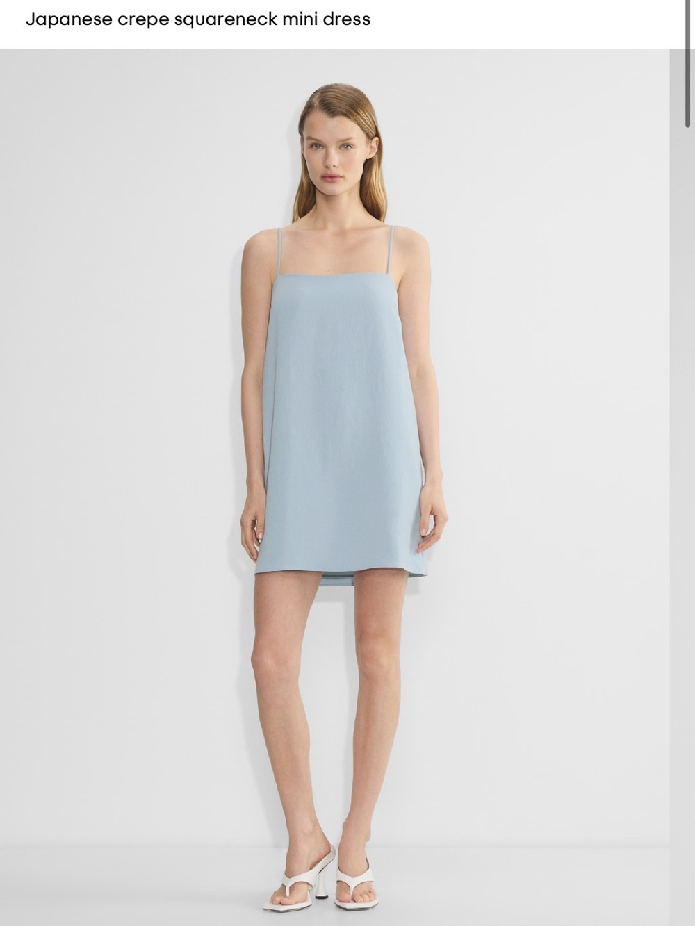 Aritzia - Crepe Squareneck Mini Dress - Light Blue